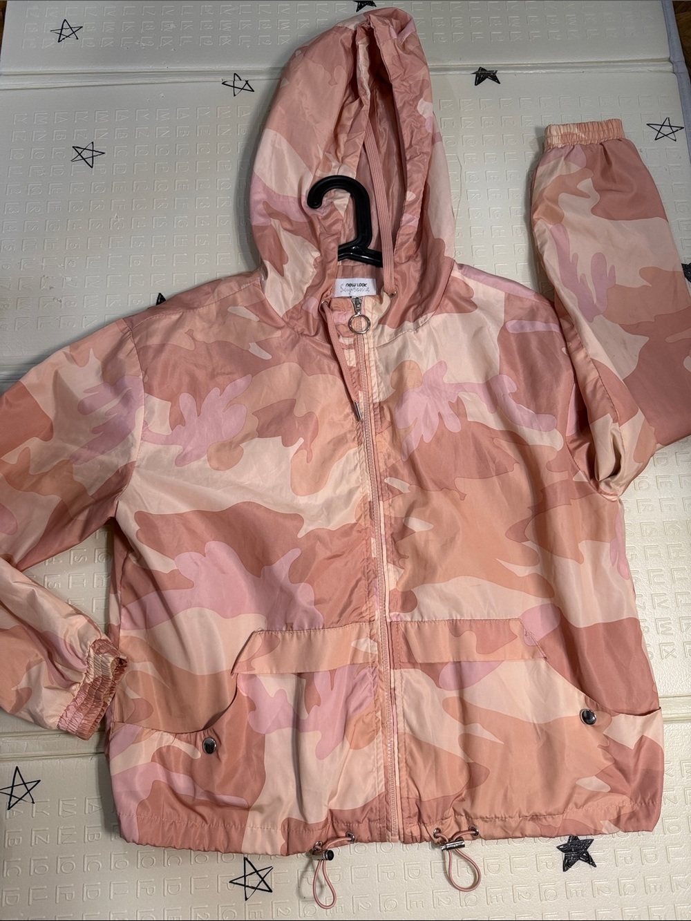 New Look Pink Camouflage Hooded Windbreaker